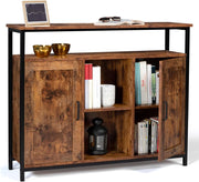 Credenza a 2 ante con ripiani effetto invecchiato, design industriale DAYTON