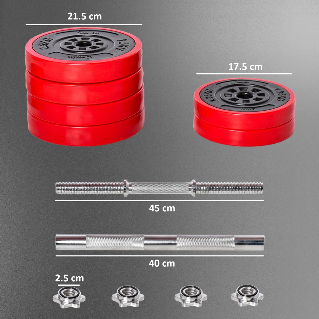 Set di Manubri Pesi 2 in 1 ¨C zephmum ¨C 30kg, Rosso e Nero