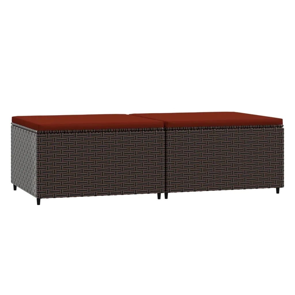 Poggiapiedi da Giardino con Cuscini 2 pz in Polyrattan Marrone CFW8232738