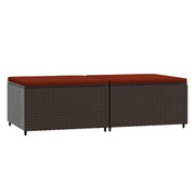 Poggiapiedi da Giardino con Cuscini 2 pz in Polyrattan Marrone CFW8232738