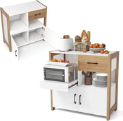 Credenza Cucina con Ripiano Regolabile, Armadio Dispensa con Cassetto, Ripiani Aperti e Armadio con 2 Ante, Mobile Buffet per Sala da Pranzo, Soggiorno, 82 x 40 x 81 cm, Bianco