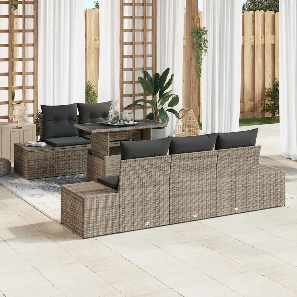Set Divano da Giardino con cuscino con cuscino 6 pcs Grigio
