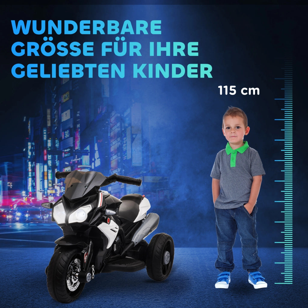 Motocicletta Bambini Elettrica con Luci e Suoni ¨C zephmum ¨C Nero/Bianco 3km/h