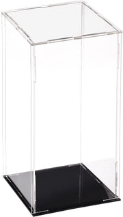 Vetrina a 4 facce trasparente - Organizzatore - Vetrina - Protezione impermeabile - Base nera - 10 x 10 x 25 cm - Scatola da esposizione