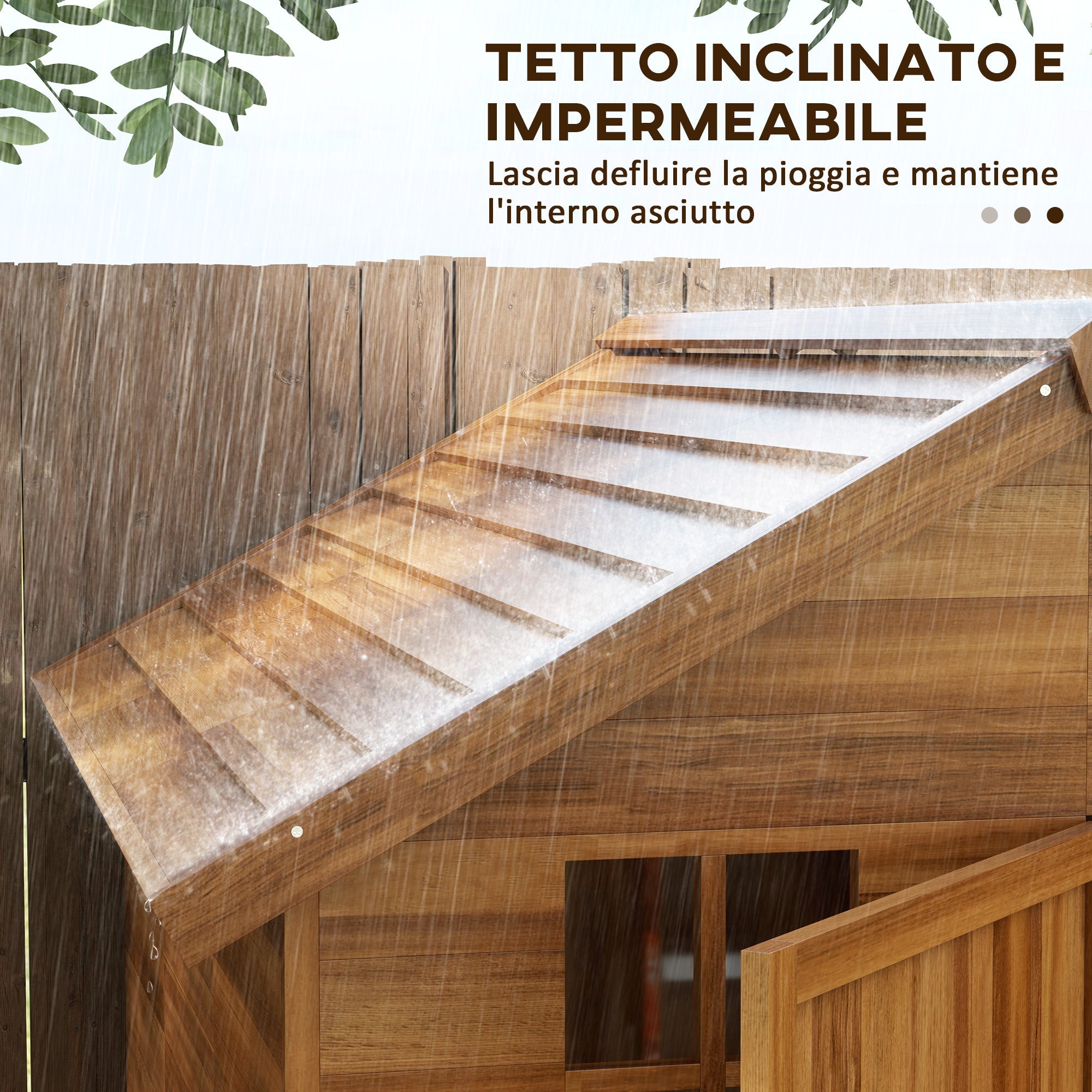 Casetta da Giardino in Legno 1.8x2m con Porta Doppia Finestra e Base Inclusa Colore Legno