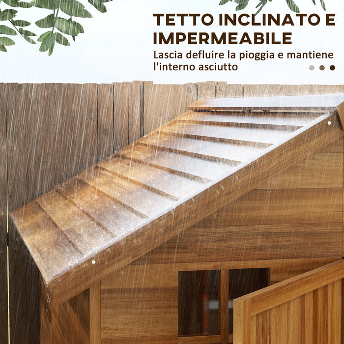 Casetta da Giardino in Legno 1.8x2m con Porta Doppia Finestra e Base Inclusa Colore Legno