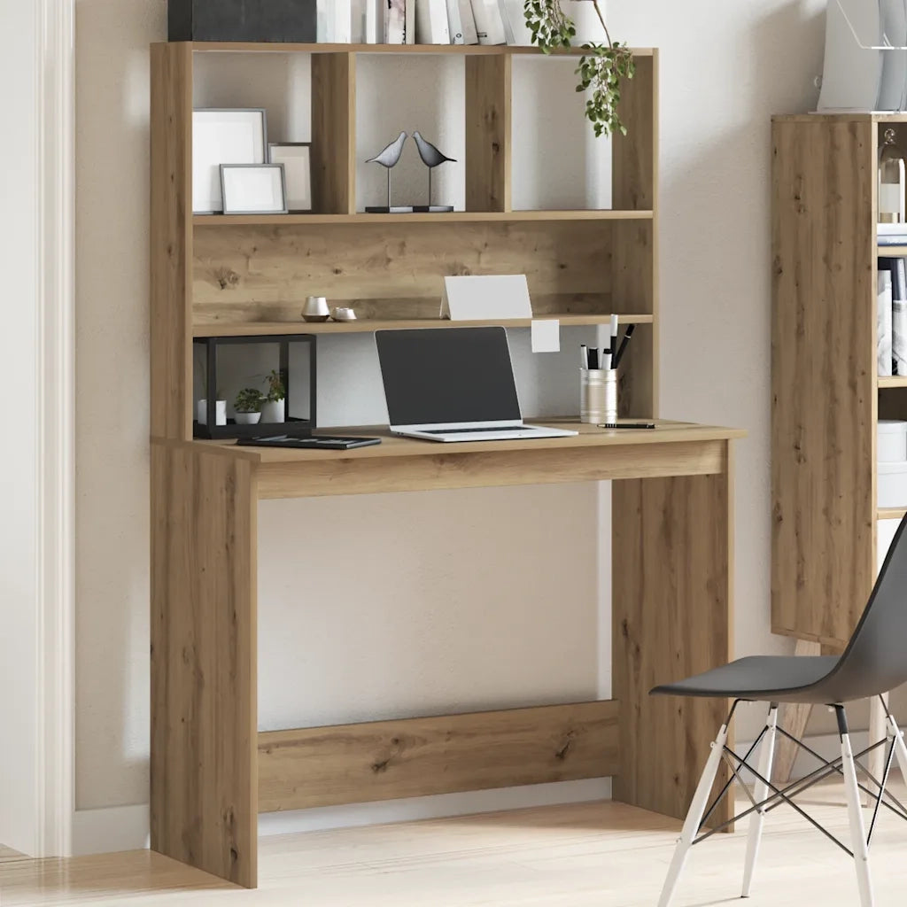 Scrivania | Tavolo da Ufficio Mensole Rovere Artigianale 102x45x148 cm Multistrato
