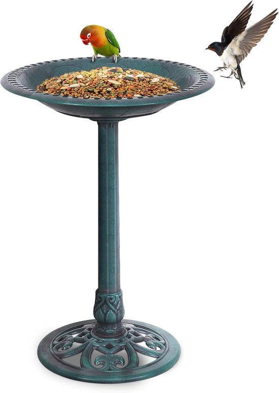 Vogelbad Stanziale 51 x 72 cm, Stazione Alimentare per Uccelli Selvatici, Stazione Alimentazione Retro per Uccelli, Stazione Alimentazione per Uccelli per Vogelbad di Giardino, Verde