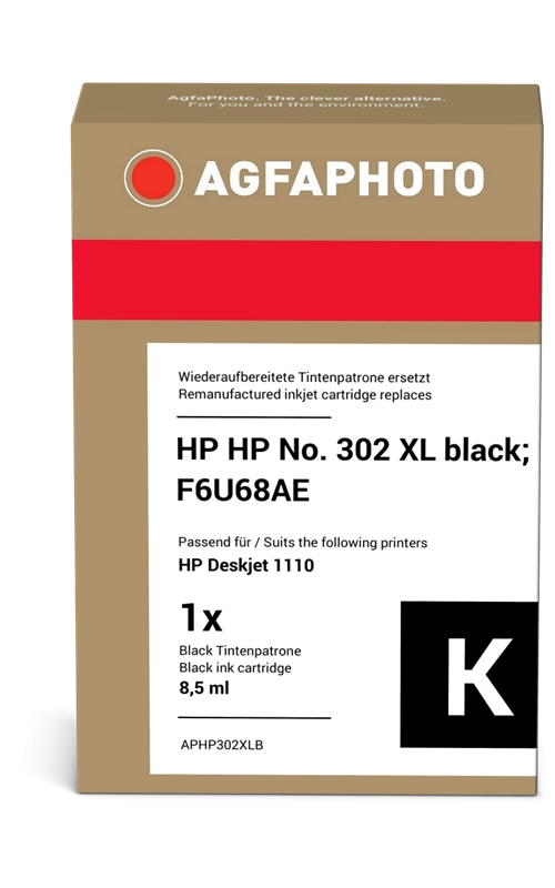 ORIGINAL Agfa Photo Cartuccia d'inchiostro nero APHP302XLB ~480 Seiten