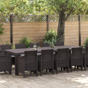 Set da Pranzo da Giardino da 13 Pezzi con Cuscini Rattan Sintetico Marrone