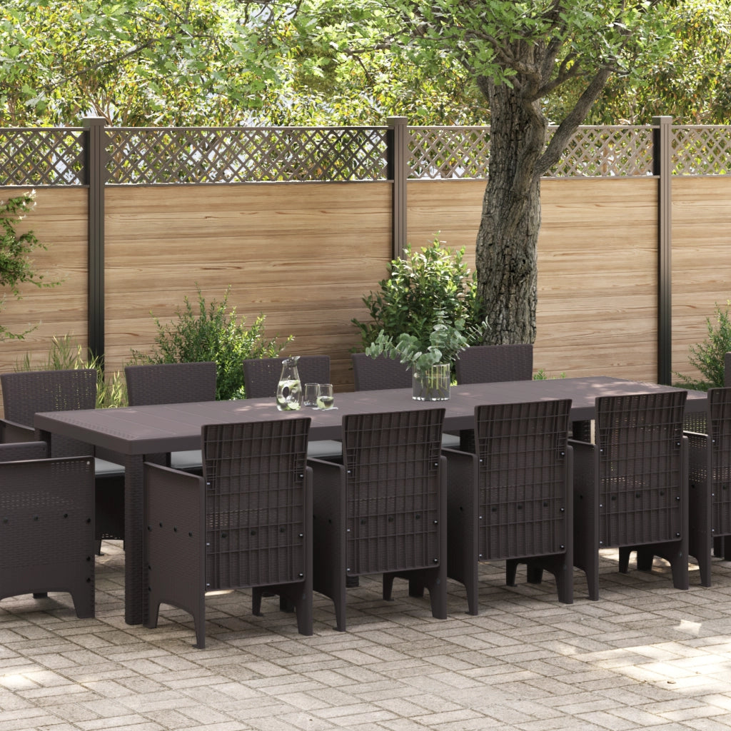 Set da Pranzo da Giardino da 13 Pezzi con Cuscini Rattan Sintetico Marrone