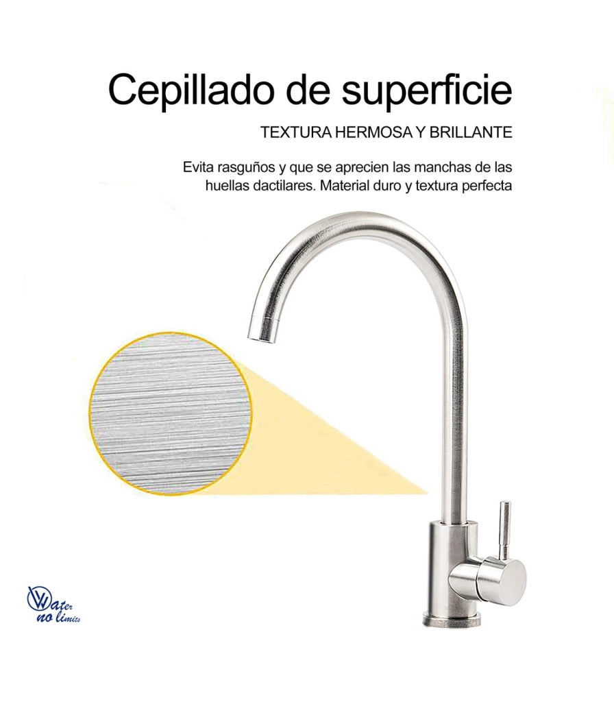 Rubinetto da Cucina e Lavabo LH-119 | Monocomando a Due Vie in Acciaio Inox 304 | Rotazione 360º