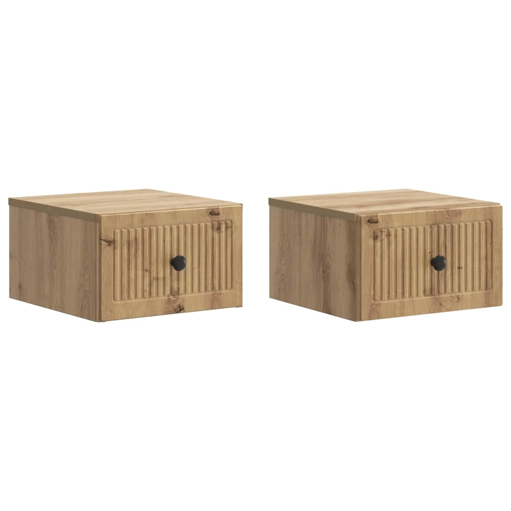 Mobiletto da notte a muro con cassetto 2 pcs Rovere Artigianale 897934