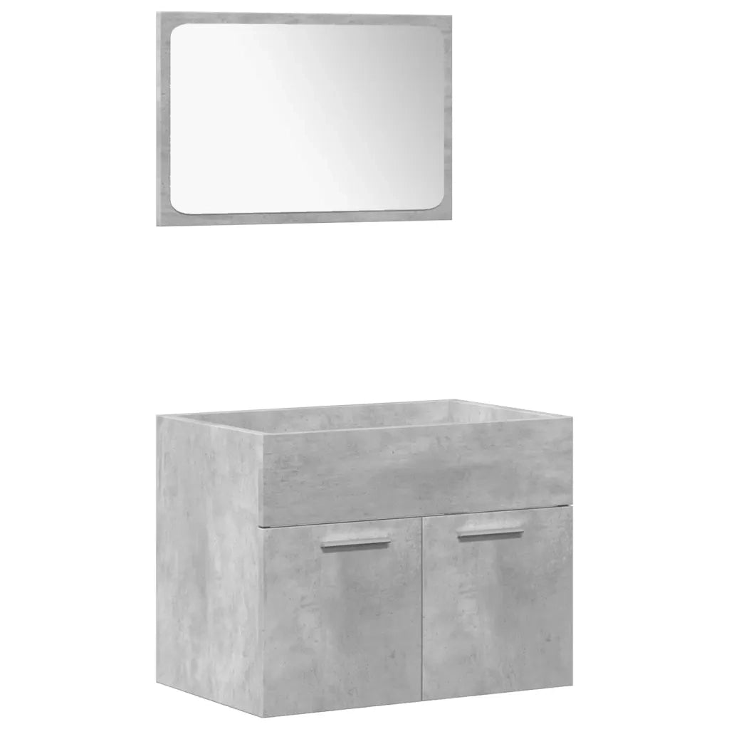 Set Mobili da Bagno 4 pz Grigio Cemento in Legno Multistrato 3324874