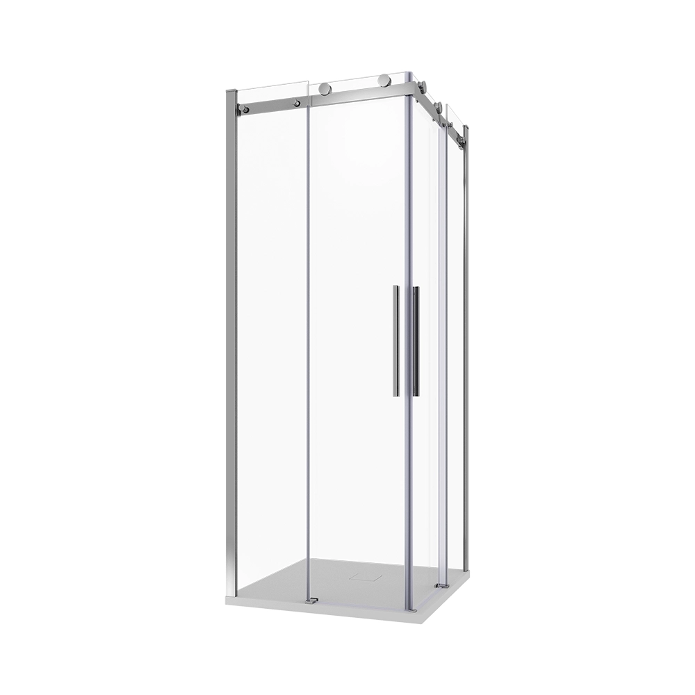 Box doccia angolare 90x90cm due ante scorrevoli  vetro 8mm trasparente profili cromati h195 | Creta