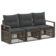 Set Divano da Giardino 3 pcs Grigio polyrattan 3435629