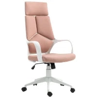 Sedia da Ufficio in Tessuto con Dondolo, Altezza Regolabile e Seduta Girevole, 63x63x117-127 cm, Rosa