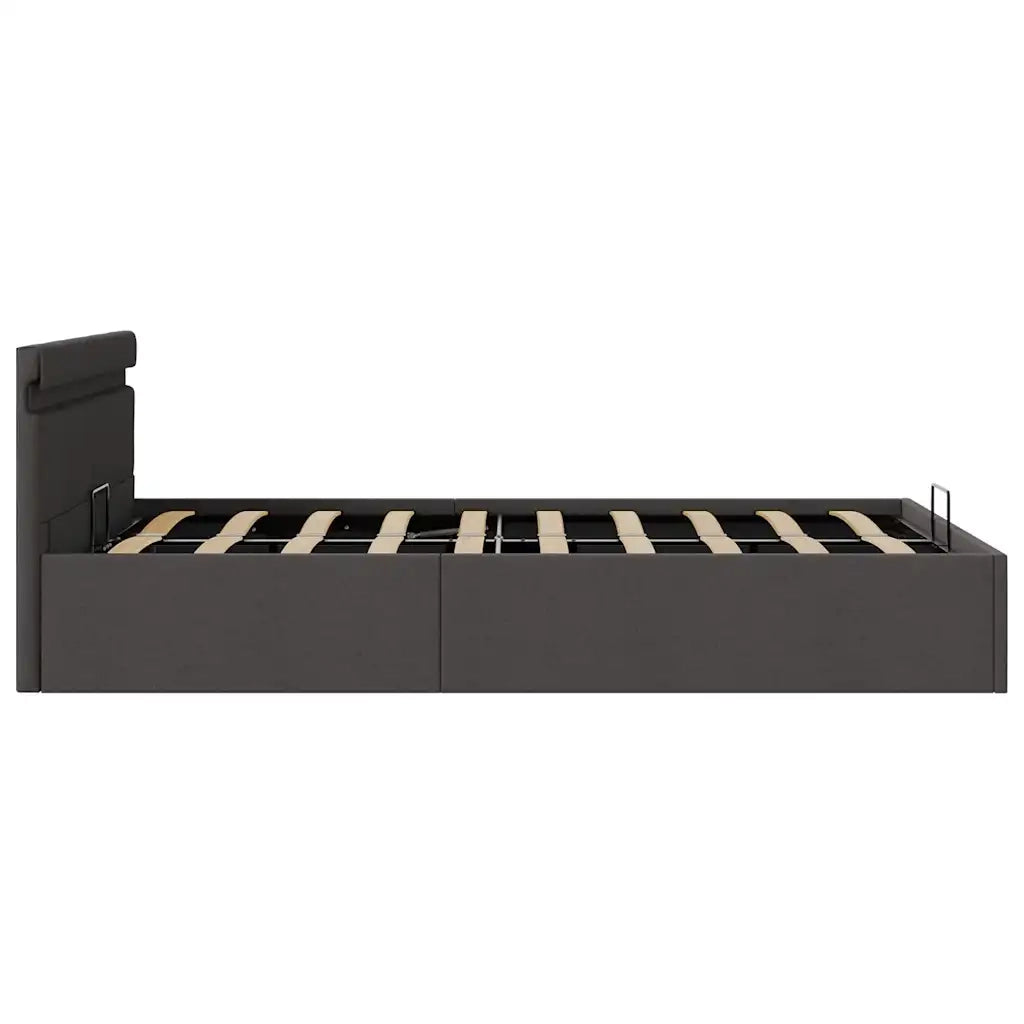 Giroletto con Contenitore e LED Grigio Scuro Tessuto 140x200 cm 285603