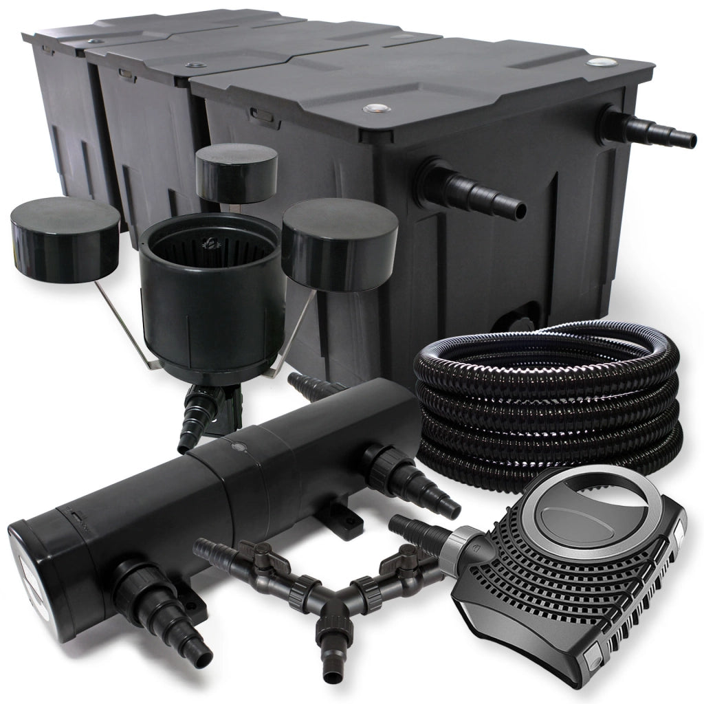 Set Filtro 90000l Chiarificatore laghetto 36W Pompa NEO8000 70W Tubo 25m Skimmer