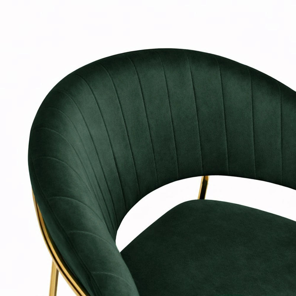 Sedie da sala da pranzo set da 4 Aurelia con schienale in velluto verde