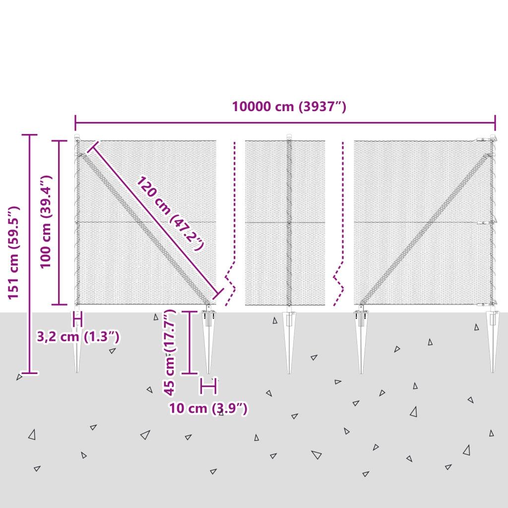 Recinzione Esagonale  1x100 m Acciaio Zincato