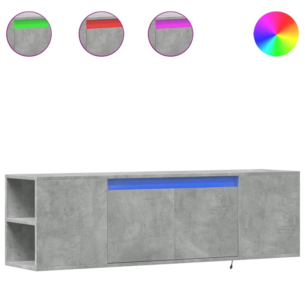 Mobile TV multimediale scaffale TV credenza mobile TV sala da pranzo soggiorno camera da letto montaggio a parete con luci LED 135 x 31 x 39,5 cm grigio 02_0027863
