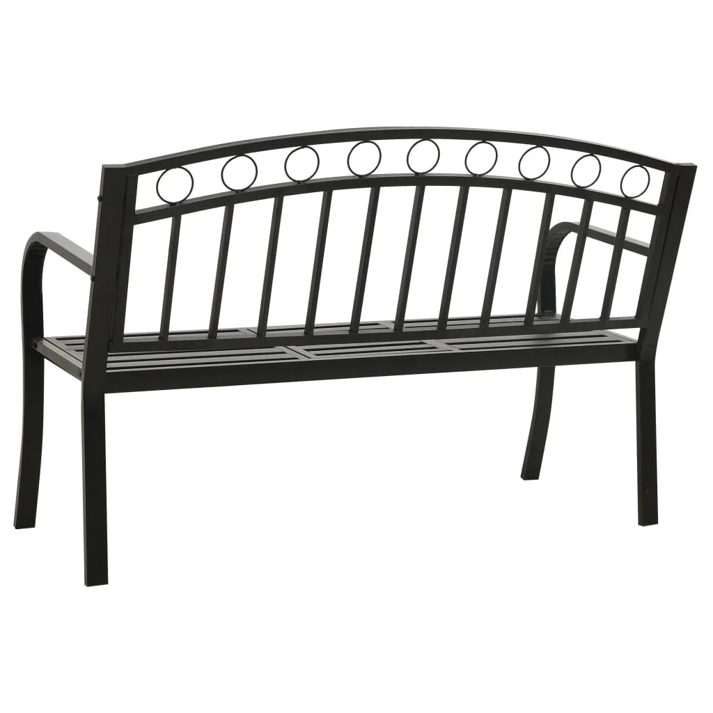 Panca da giardino mobili da esterno per patio terrazza con tavolo nero 120 cm acciaio 02_0011643