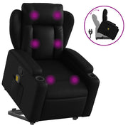 Poltrona | Sedia Relax Alzapersona Reclinabile Massaggio Nero Similpelle
