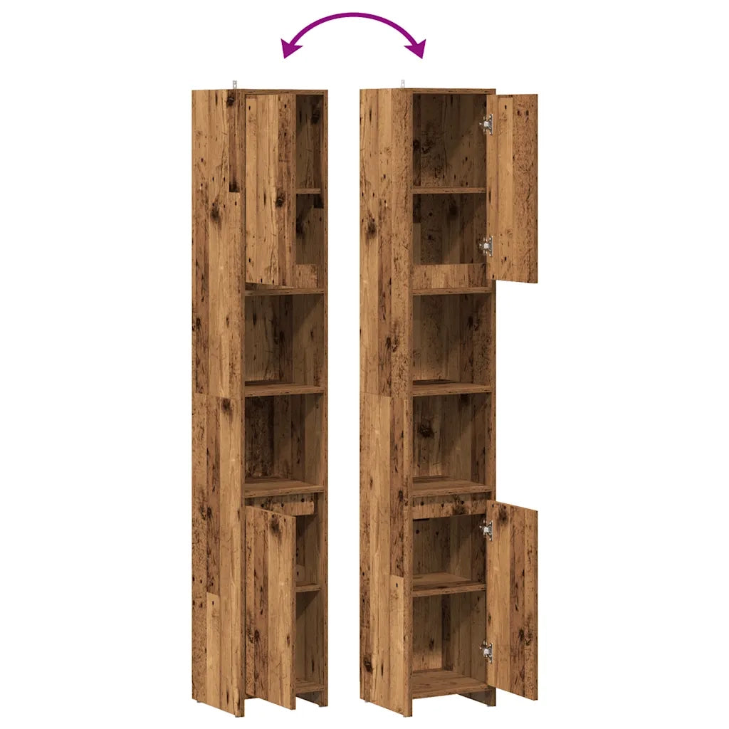 Mobile da Bagno Legno Antico 30x30x183,5 cm in Truciolato