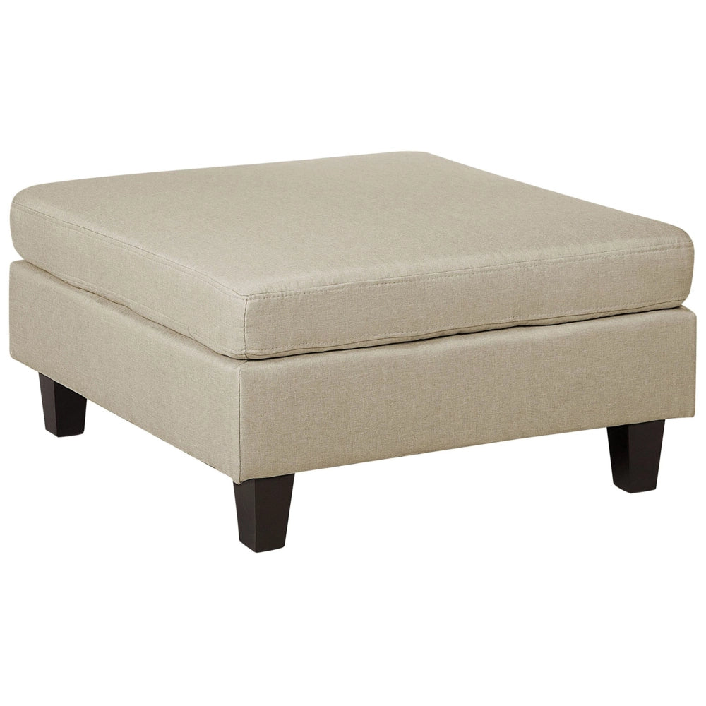 Pouf Poggiapiedi Tessuto Beige Imbottito Quadrato Minimalista Moderno