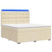 Letto Box Spring LED con Materasso Crema 160 x 200 cm Tessuto 3455645
