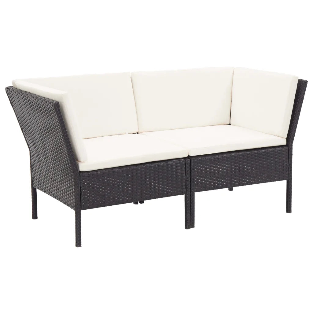 Set Divani da Giardino 8 pz con Cuscini in Polyrattan Nero cod mxl 38585