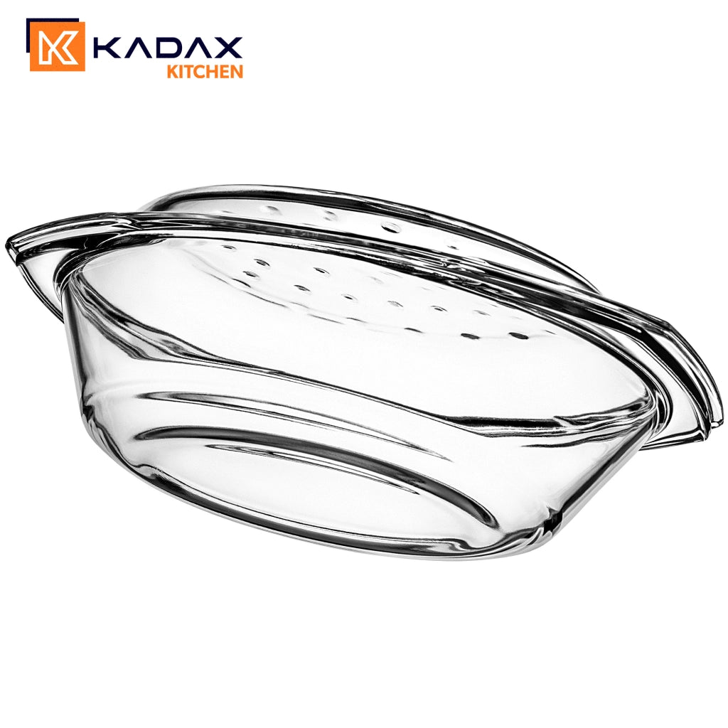 Teglia ovale in vetro KADAX con coperchio, 2,9 L