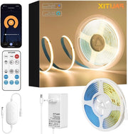 Led strip a LED 2700 K 5 m 480 led/m regolabile 24 V flessibile CRI90+ luminosità funzione intelligente con Alexa comando a distanza RF e alimentatore per decorazione DIY a casa con WiFi
