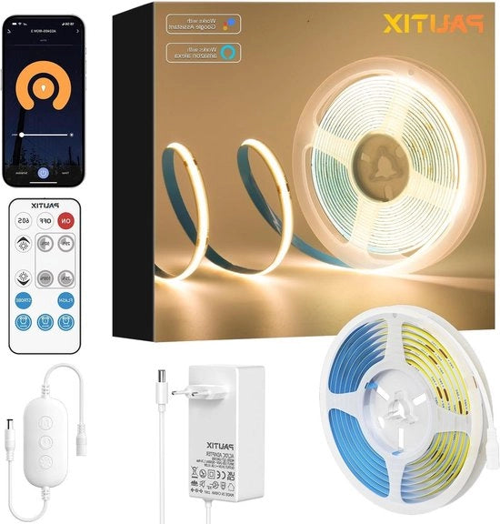 Led strip a LED 2700 K 5 m 480 led/m regolabile 24 V flessibile CRI90+ luminosità funzione intelligente con Alexa comando a distanza RF e alimentatore per decorazione DIY a casa con WiFi