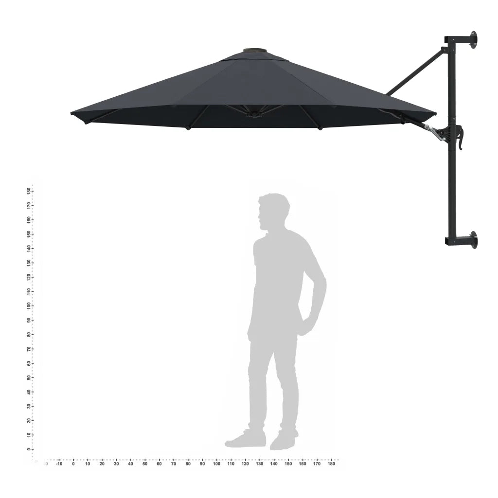 Ombrellone a Muro con Palo in Metallo 300 cm Antracite cod mxl 13044