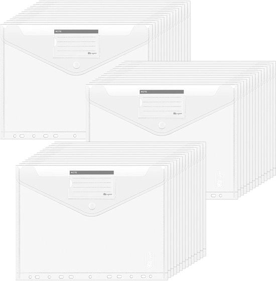 Documenti A4, 42-unità, cartellino documenti per archiviazione con contenitori trasparenti e chiusura a bottone con spazio per etichette