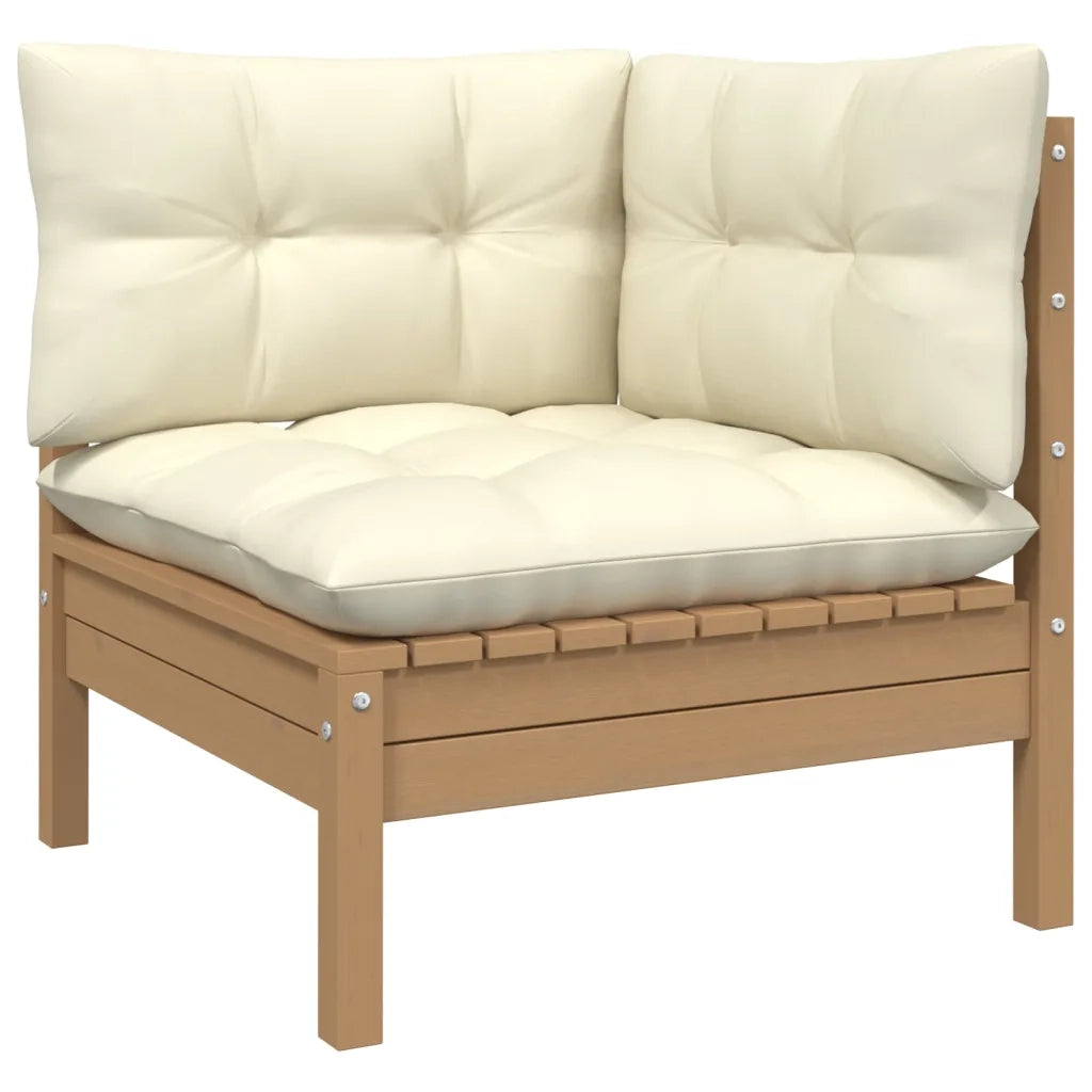 Set Salotto Giardino 5pz con Cuscini Marrone Ambra Legno Pino 3096295