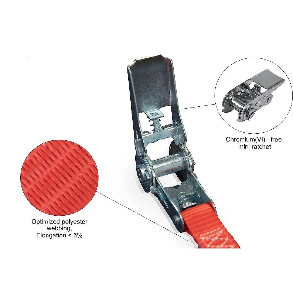 Trade Shop - Cinghia A Cricchetto Monoblocco 500 Dan Lunghezza 4metri Rosso X 25mm Max 500kg -