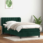 vidaXL Giroletto a Molle con Materasso Verde Scuro 80x220 cm Velluto