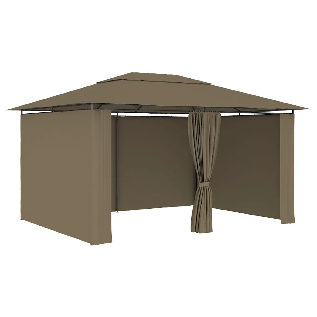 Gazebo da Giardino con Tende 4x3 m Grigio Talpa 180 g/mÂ²