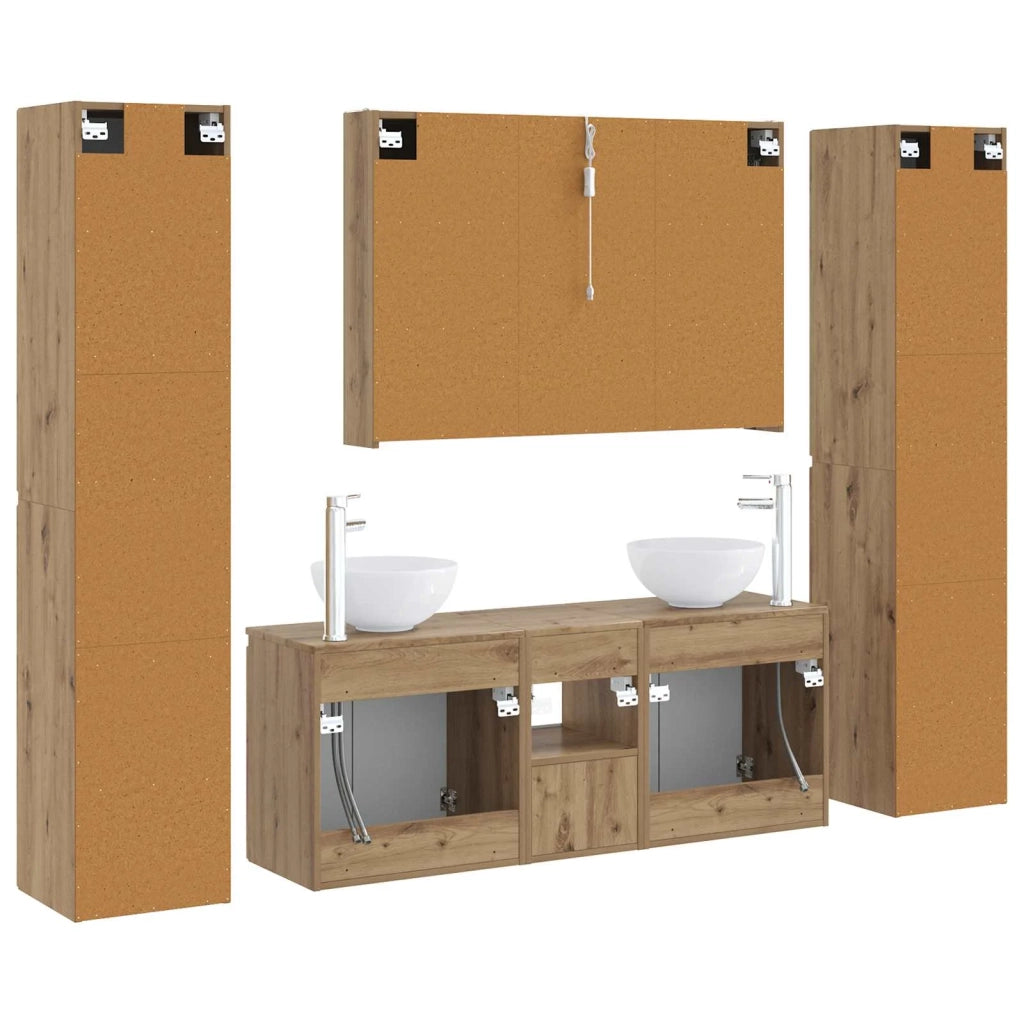 Set di mobili per il bagno 6 pcs Rovere Artigianale 3407222