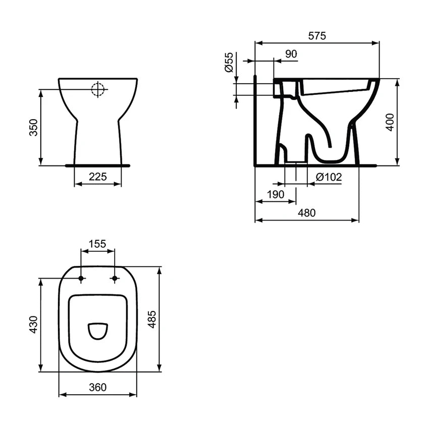 VASO PAVIMENTO IDEAL STANDARD I.LIFE A SCARICO TERRA BIANCO