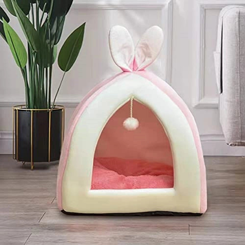 Trade Shop - Letto Cuscino Cuccia Per Gatti Animali Taglia M Coniglio Rosa 33 X 33 X 36 Cm -