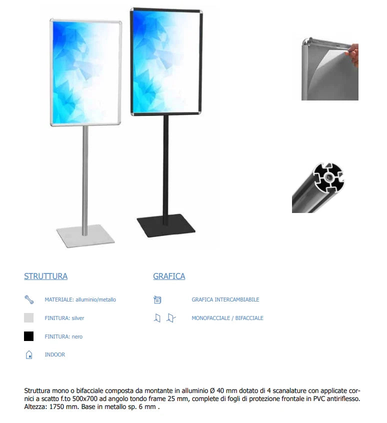 Porta Comunicazioni con Cornice A3 - Bifacciale Alluminio