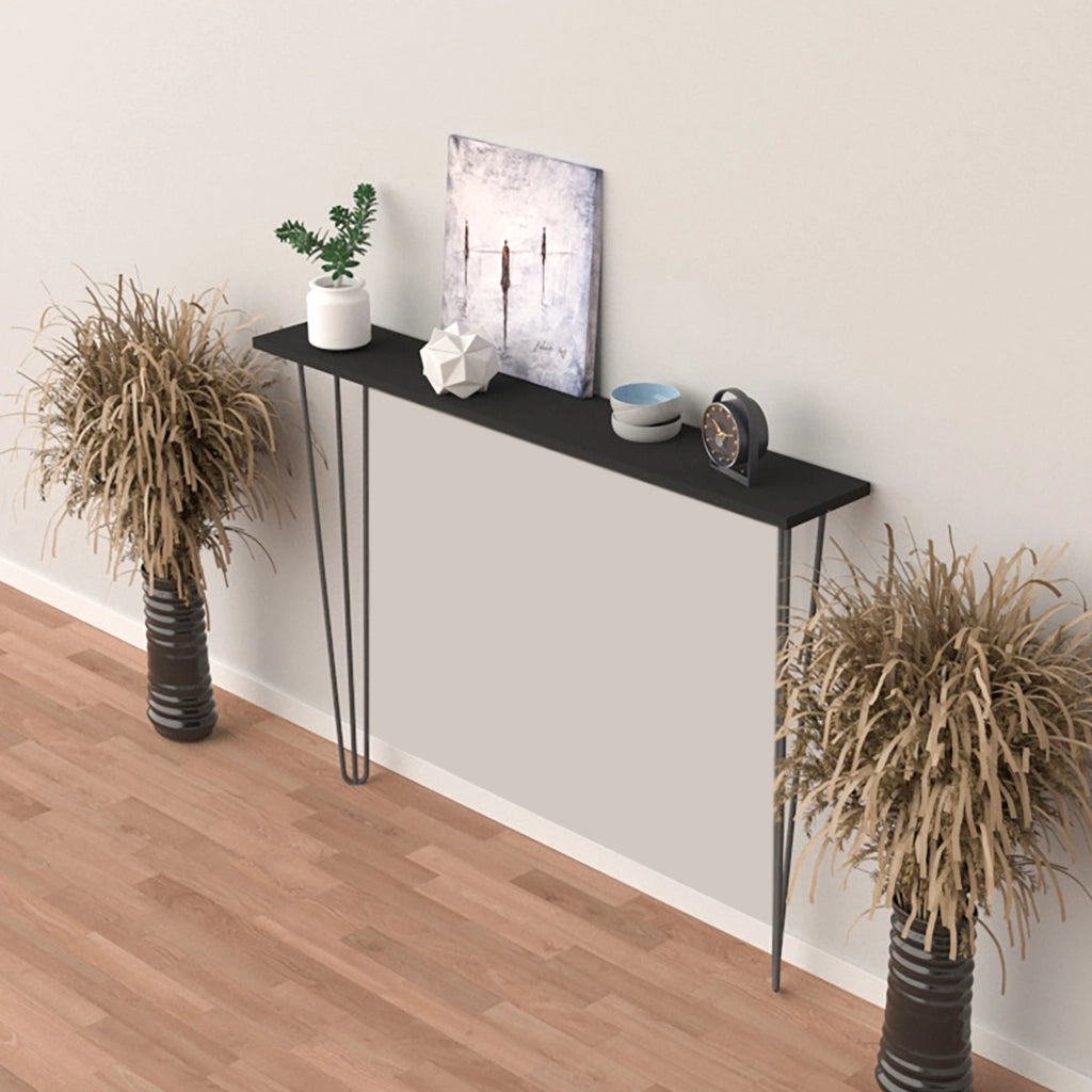 Consolle da Muro Kokemäki con Gambe a Forcina Nero 82 x 80 x 18 cm [en.casa]