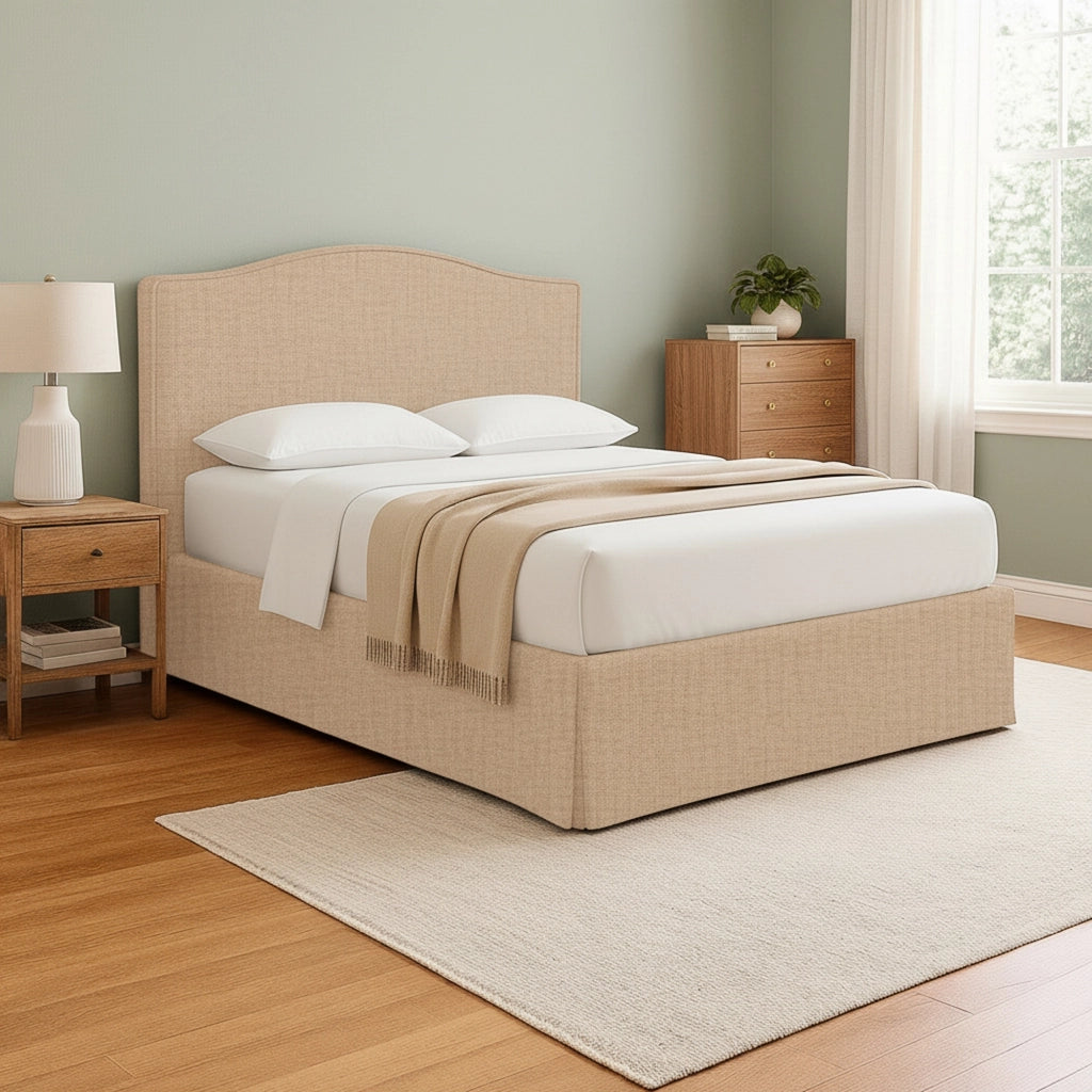 Morley, Letto Matrimoniale Sfoderabile Made in Italy, Beige