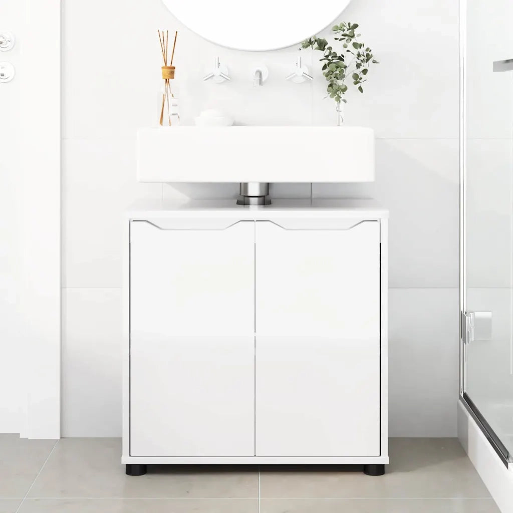 Mobile per lavabo da bagno Bianco Lucido 60 x 30 x 60 cm