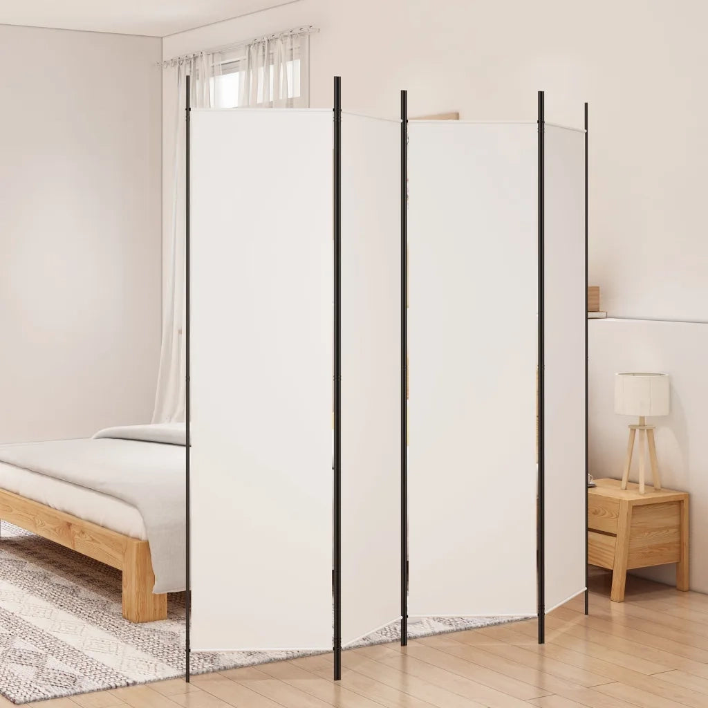 Divisorio Ambienti | Divider per stanze | Paravento a 4 Pannelli Bianco 200x200 cm Tessuto