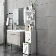 Cassettone da bagno alto - 2 cassetti - 3 pannelli - impermeabile - idrorepellente - 120x22x120 cm - cassettone da bagno alto bianco